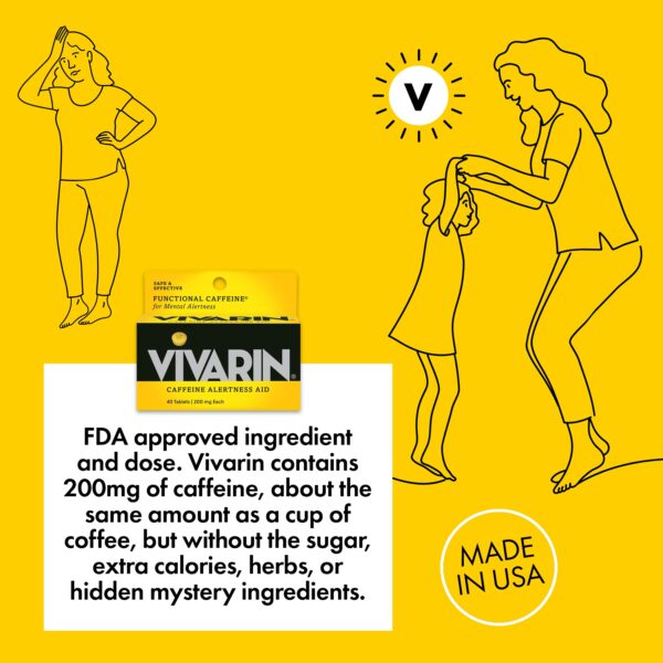 Vivarin Caffeine Pills, 40 Count, FDA Approved, Safe and Effective Mental Energy Support