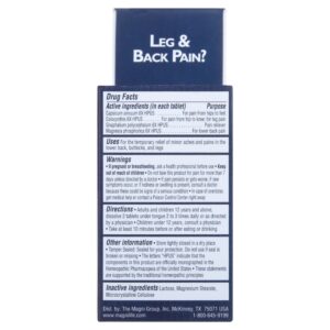 MagniLife Leg & Back Pain Relief Quick Dissolving Tablets, 125 Count