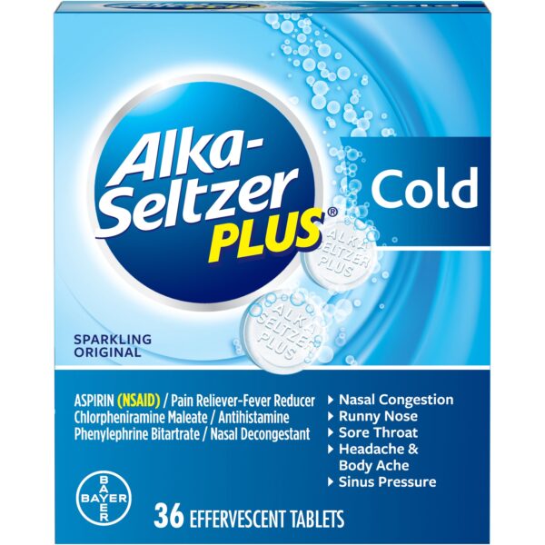 Alka-Seltzer Plus Cold Formula Sparkling Original Effervescent Tablets, 36 Ct