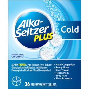 Alka-Seltzer Plus Cold Formula Sparkling Original Effervescent Tablets, 36 Ct
