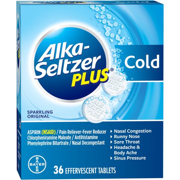 Alka-Seltzer Plus Cold Formula Sparkling Original Effervescent Tablets, 36 Ct