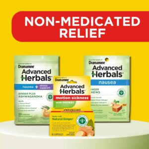 Advanced Herbals by Dramamine, Non-Drowsy Motion Sickness Relief, with Natural Ginger, 18 Count, 2 Pack - Image 4
