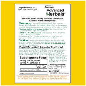 Advanced Herbals by Dramamine, Non-Drowsy Motion Sickness Relief, with Natural Ginger, 18 Count, 2 Pack - Image 7