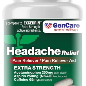 GenCare Headache Relief Acetaminophen 250mg, Aspirin 250mg & Caffeine 65mg, 300 Caplets - Image 3