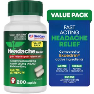 GenCare Headache Relief Acetaminophen 250mg, Aspirin 250mg & Caffeine 65mg, 300 Caplets - Image 8