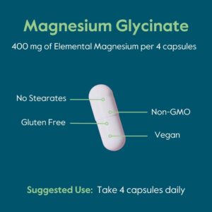 BESTVITE Magnesium Glycinate 400mg - 400mg of Elemental Magnesium per Serving (240 Vegetarian Capsules) - No Stearates - No Silicon Dioxide - Vegan - Non GMO - Gluten Free - Image 5