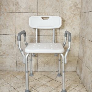 Essential Medical Supply Height Adjustable Shower Chair and Bath Bench with Contoured Back, Padded Arms and Textured Seat - Supports 300lbs. - Image 5