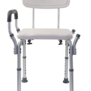 Essential Medical Supply Height Adjustable Shower Chair and Bath Bench with Contoured Back, Padded Arms and Textured Seat - Supports 300lbs. - Image 6