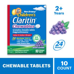 Claritin Allergy Medicine for Kids, Loratadine Antihistamine Grape Chewable Tablets, 60 Ct - Image 10