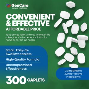 GenCare 24 Hour Allergy Relief Tablets Antihistamine Cetirizine HCl 10 mg, 300 Caplets - Image 6