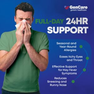 GenCare 24 Hour Allergy Relief Tablets Antihistamine Cetirizine HCl 10 mg, 300 Caplets - Image 11