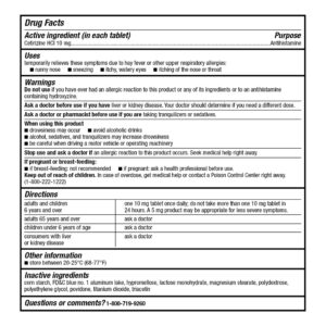 Equate 24 Hour Allergy, Cetirizine Hydrochloride Tablets, 10 mg, 45 Count - Image 8