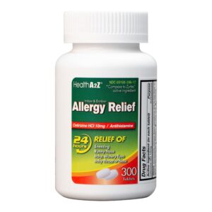 HealthA2Z® Allergy Relief | 300 Tablets | Cetirizine 10mg | All Day Allergy | Indoor & Outdoor | Relief from Itchy Throat, Sneezing, Runny Noses - Image 10
