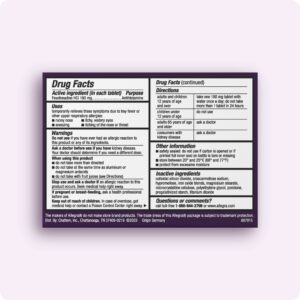 Allegra Adult 24-Hour Allergy Relief Tablets, Non-Drowsy Allergy Medicine, 180 mg Pill, 30 Count - Image 3
