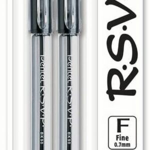 Pentel R.S.V.P. Ballpoint Pen, Fine Line, Black Ink, 2 Pens Per Pack