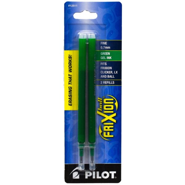Pilot FriXion Clicker Pens with Refills, Fine Point, 0.7 mm, Green Ink, 8 Count, 2 Pack