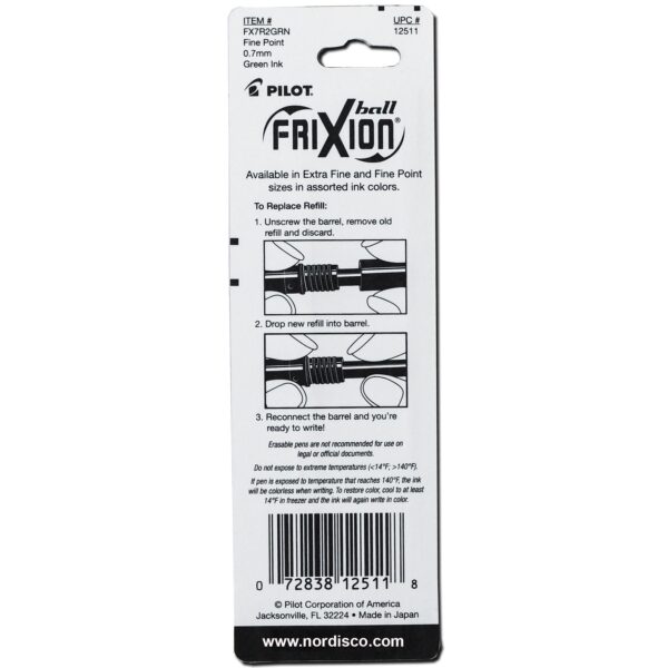 Pilot FriXion Clicker Pens with Refills, Fine Point, 0.7 mm, Green Ink, 8 Count, 2 Pack