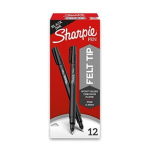 Sharpie Felt Tip Pens, Fine Point, Black, 12 Count ( Package may Vary)