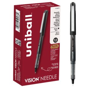 Uniball Vision Needle Rollerball Pens, Micro Point (0.5mm), Black Ink, 12 Count - Image 1