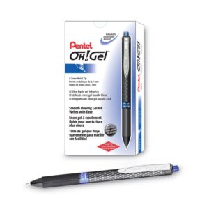 Oh! Gel Pen, Retractable, Medium 0.7 Mm, Blue Ink, Black Barrel, Dozen - Image 3