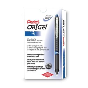 Oh! Gel Pen, Retractable, Medium 0.7 Mm, Blue Ink, Black Barrel, Dozen - Image 4