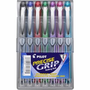 Pilot Precise Grip Capped Rollerball Pens Extra Fine 0.5 mm , Assorted Ink Color, 7 Count - Image 1