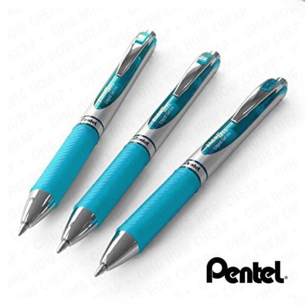 Pentel EnerGel XM BL77-S3 Retractable Liquid Gel Ink Pen – 0.7mm – Turquoise- Pack of 3