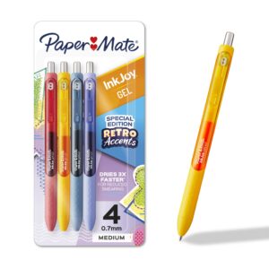 Paper Mate InkJoy Gel Pens, Retro Accent Colors, Medium (0.7mm) Point, Retractable, 4 Count - Image 1