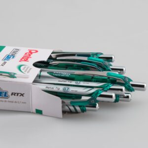 Pentel EnerGel RTX Retractable Gel Ink Pen, (0.7mm) Metal Tip, Medium Point, Green Ink, Box of 12 Pens - Image 2