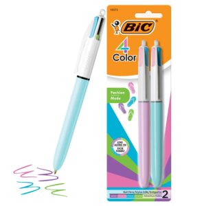 BIC 4 Color Ballpoint Pen, Medium Point, 1.0 mm, Assorted Pastel Ink, 2 Count - Image 1