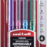 Uni-Ball Vision Designer Rollerball Pens Fine Point, 0.7mm, Designer Colors, 4 Pack