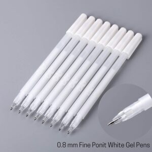 Mr. Pen- White Pens, 8 Pack, White Gel Pens for Artists, White Gel Pen, White Ink Pen, White Pens for Black Paper, White Drawing Pens