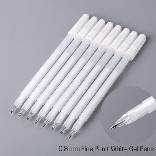 Mr. Pen- White Pens, 8 Pack, White Gel Pens for Artists, White Gel Pen, White Ink Pen, White Pens for Black Paper, White Drawing Pens