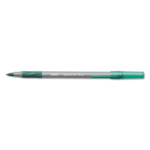 BIC Ultra Round Stic Grip Ball Pen, Medium, Green, 12 Count - Image 1