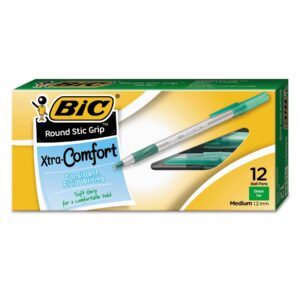 BIC Ultra Round Stic Grip Ball Pen, Medium, Green, 12 Count - Image 2