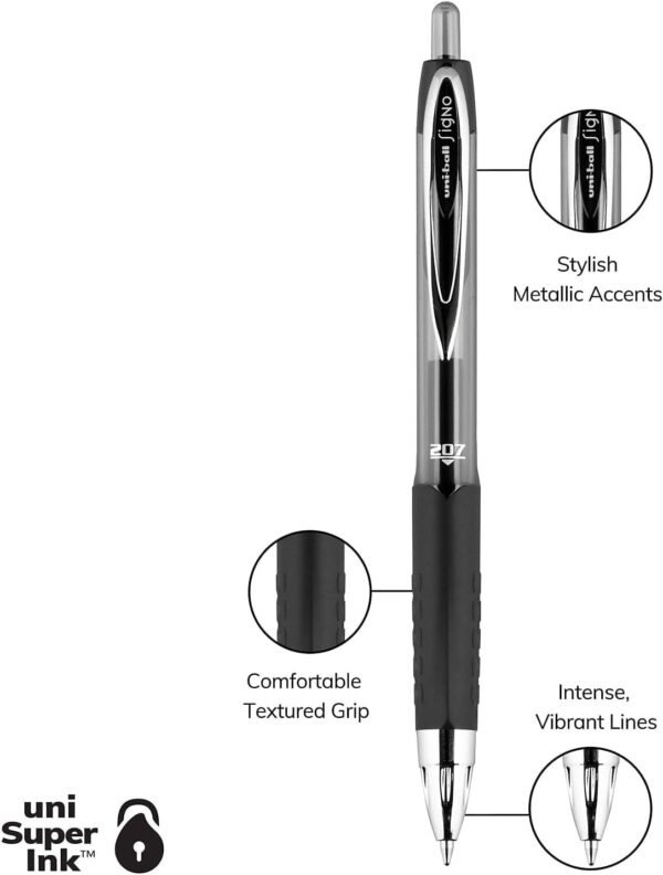 uni-ball 207 Retractable Gel Pens, Medium Point, 0.7 mm, Assorted Ink Colors, 8 Count