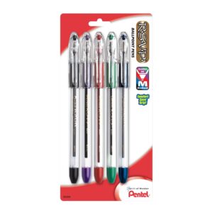 Pentel® R.S.V.P.® Ballpoint Pens, Fine Point, 0.7 mm, Clear Barrel, Assorted Ink Colors, Pack Of 5 - Image 1