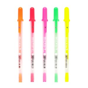 Sakura Gelly Roll Moonlight Gel Pens – 5 Count, Fluorescent Opaque Ink, 1.0mm Bold Point