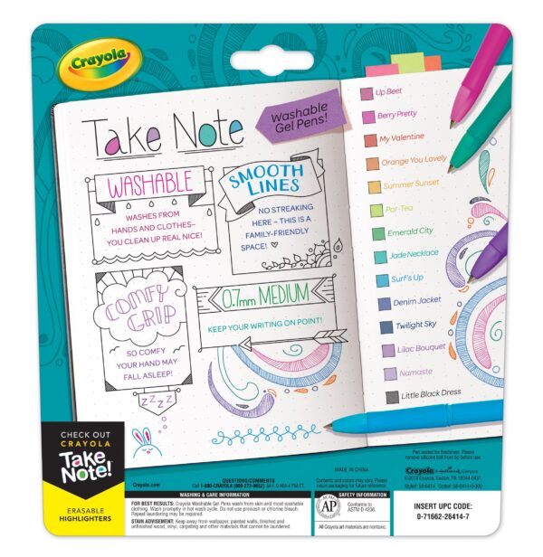 Crayola Take Note! Washable Gel Pen Set, 14 Count