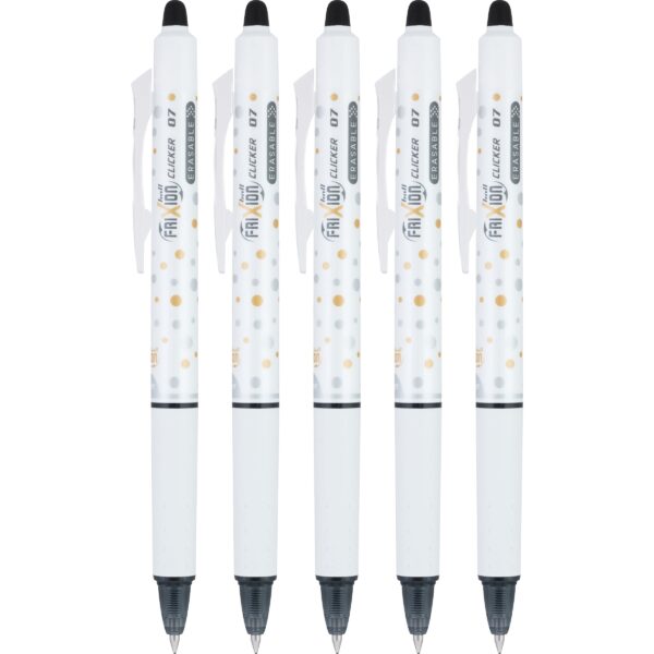Pilot FriXion Clicker Dots Collection Erasable Gel Pens, Fine, Black Ink, 5 Count