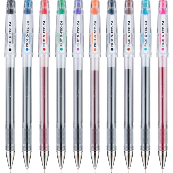 Pilot G-TEC-C Ultra Gel Ink Stick Pen, Assorted Ink, .4mm, 10 Count