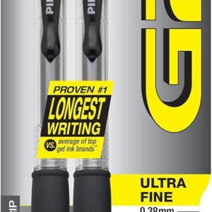 Pilot G2 Premium Gel Roller Pens, Ultra Fine Point 0.38 Mm, Black Ink, 2 Ea..