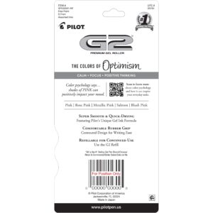Pilot G2 Pink Premium Retractable Gel Pens, Fine Point, 0.7 mm, Assorted Colors, 5 Count - Image 4