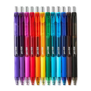Pen+Gear Retractable Gel Pens, Medium Point,0.7mm, Assorted Ink,12Count