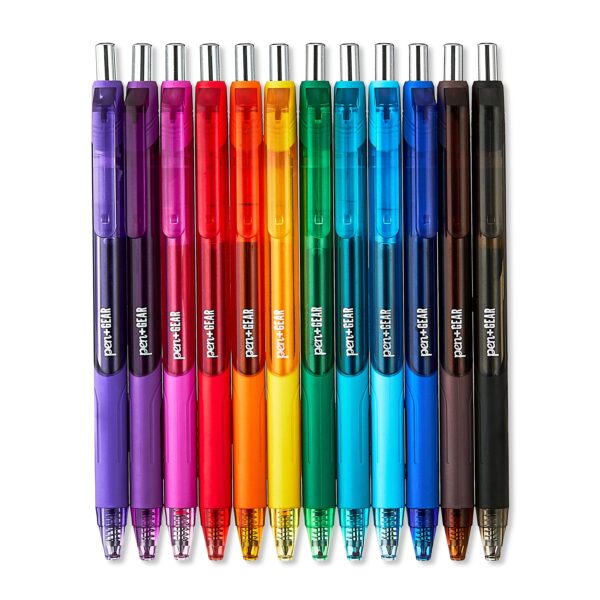Pen+Gear Retractable Gel Pens, Medium Point,0.7mm, Assorted Ink,12Count
