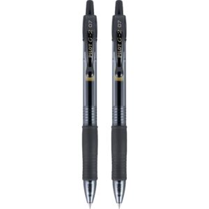 Pilot G2 Retractable Gel Ink Pens, Fine Point, Black, 2 Pack, - Image 2