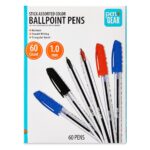 Pen+Gear Stick Ballpoint Pens, 1.0mm, Assorted Black, Blue, Red Ink, 60 Count