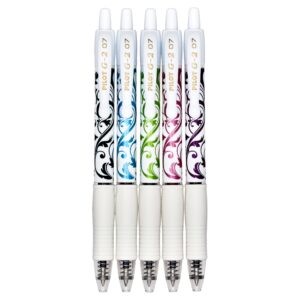 Pilot G2 Retractable White Barrel Fashion Collection Gel Ink Pens, Fine Point, 0.7mm, Assorted Ink Colors, 5 Count