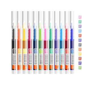Pen Set, 12 Pieces Rolling Pens 0.5 Mm Japanese Fast Drying Fine Point Pens Liquid Ink Glossy Writing For Office Supplies - Image 2