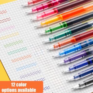 Pen Set, 12 Pieces Rolling Pens 0.5 Mm Japanese Fast Drying Fine Point Pens Liquid Ink Glossy Writing For Office Supplies - Image 4